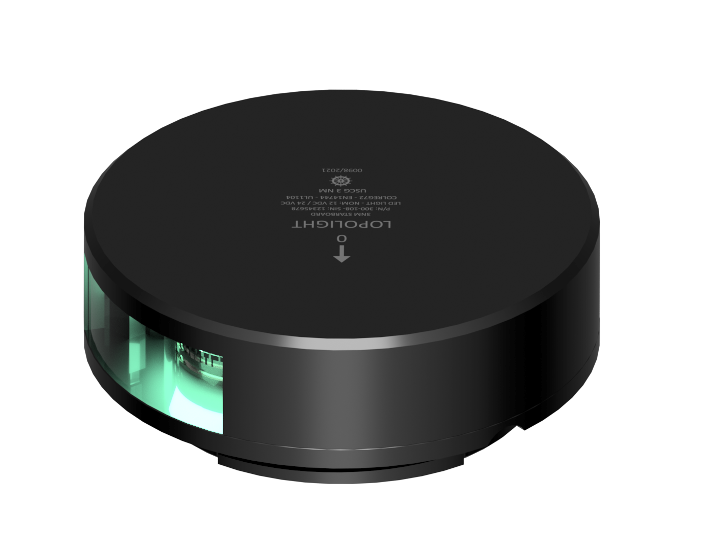 3nm 112,5° Green, Starboard, black - Light only 3nm 112,5° Green, Starboard, black - Light only